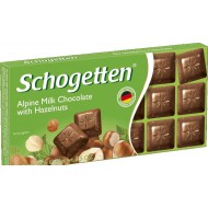 Шоколад "Schogetten" Alpine milk chocolate with hazelnuts 100гр