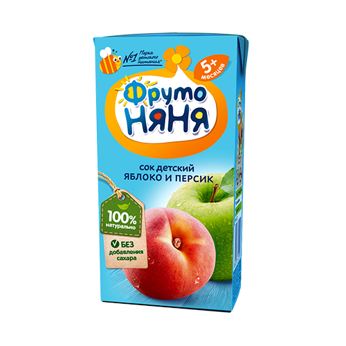 Сок "ФрутоНяня" из яблок и персиков 0,2л