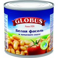Фасоль Globus белая в томатном соусе