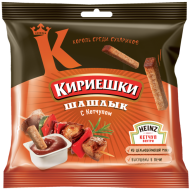 Сухарики "Кириешки" со вкусом шашлыка и кетчупом Heinz 60 г