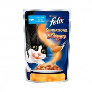 Корм Felix Sensations для кошек треска в соусе с томатами 85гр