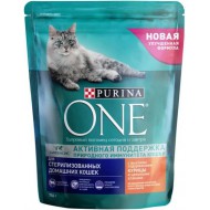 Корм Purina One Sterilized для домашних стерилизованных кошек и котов с курицей и цельными злаками 750 г