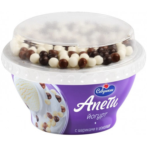 Йогурт "Савушкин" "Апети" 5% с шариками в шоколаде 105 гр
