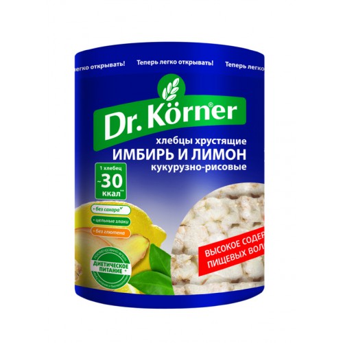 Хлебцы Dr. Korner кукурузно-рисовые с имбирем и лимоном 100гр